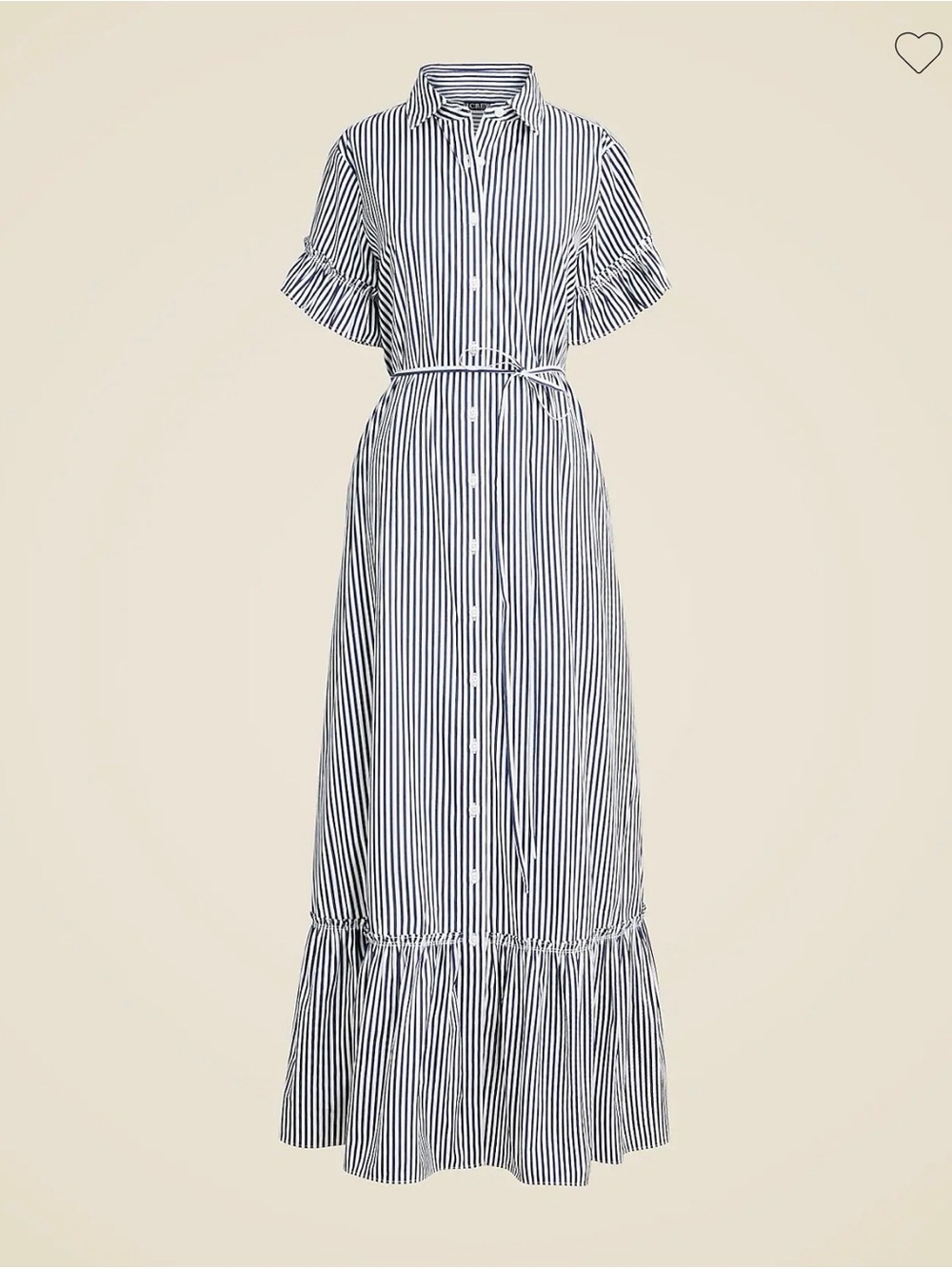 J. Crew Navy and White Striped Maxi Shirt Dress